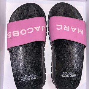 Marc Jacobs Black and Pink Slide Sandals